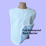 Blue Adult Bib Terry Cloth with Full Vinyl Waterproof Back Barrier (each)