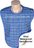 Adult Plaid Blue Flannel Bib w/Vinyl Barrier (Each)
