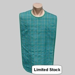 Adult Bib Plaid Green Polyester Waterproof Back Per Dozen