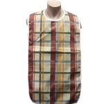 Adult Bib Plaid Blue Polyester Waterproof Back