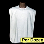 100% White Cotton Terry Cloth Adult Bibs (Per Dozen)