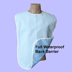 Blue Adult Bib Terry Cloth with Full Vinyl Waterproof Back Barrier (each)