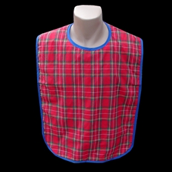 Adult Plaid Red Flannel Bib w/Vinyl Barrier (Each)