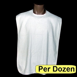 100% White Cotton Terry Cloth Adult Bibs (Per Dozen)