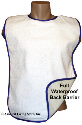 Terry Cloth Adult Bib Full Waterproof Back Barrier